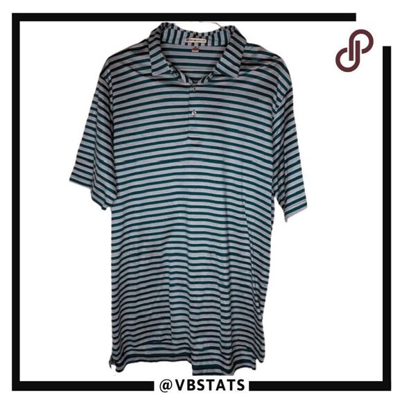 Peter Millar Men's Striped Short Sleeve Polo Shirt Green Gray Size XL - Picture 1 of 6